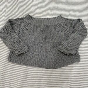 525 America Gray Crew Neck Sweater with Ribbed Texture